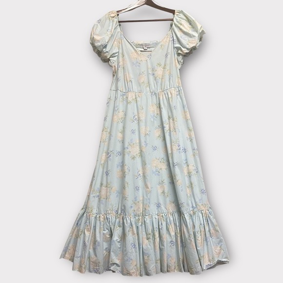 LoveShackFancy Target Women's Dress Size 14 Floral Maxi Puff Sleeve Cottagecore - Picture 2 of 14